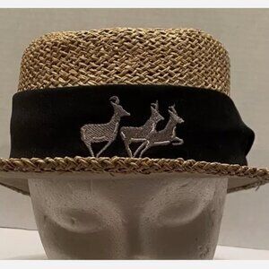 Vintage Imperial Straw Golf Hat Deer Band Sz L XL Denver Colorado USA